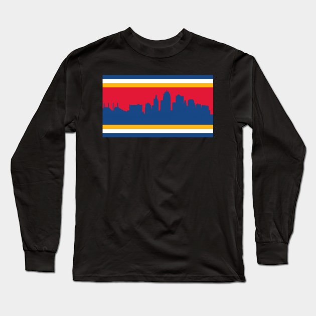 Kansas City Skyline Long Sleeve T-Shirt by Squam8